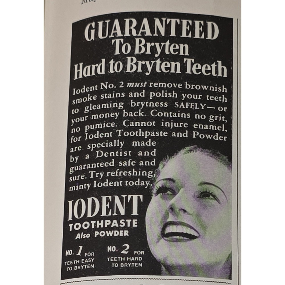 1939 Iodent Toothpaste and Powder Advertisement Print Dental Care